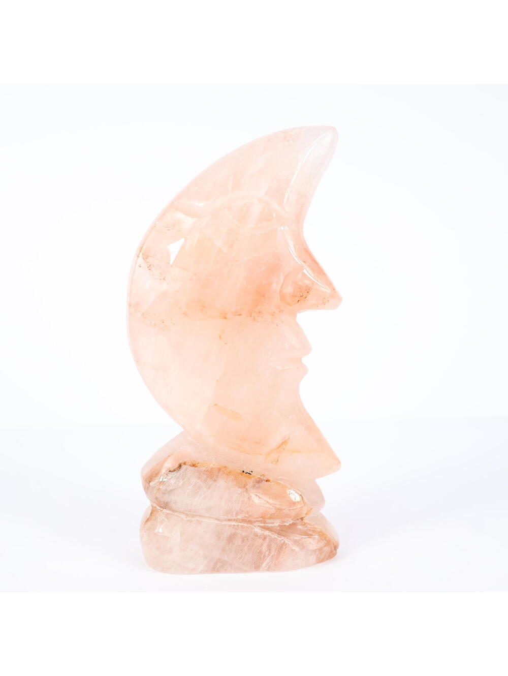 Fire Quartz Moon Face Carving 4.7" 11oz Hematoid Quartz Crystal Statue 0168